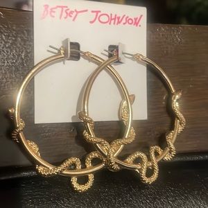 COPY - Betsey Johnson Gold Tone Textured slithering Garden Snake Hoop